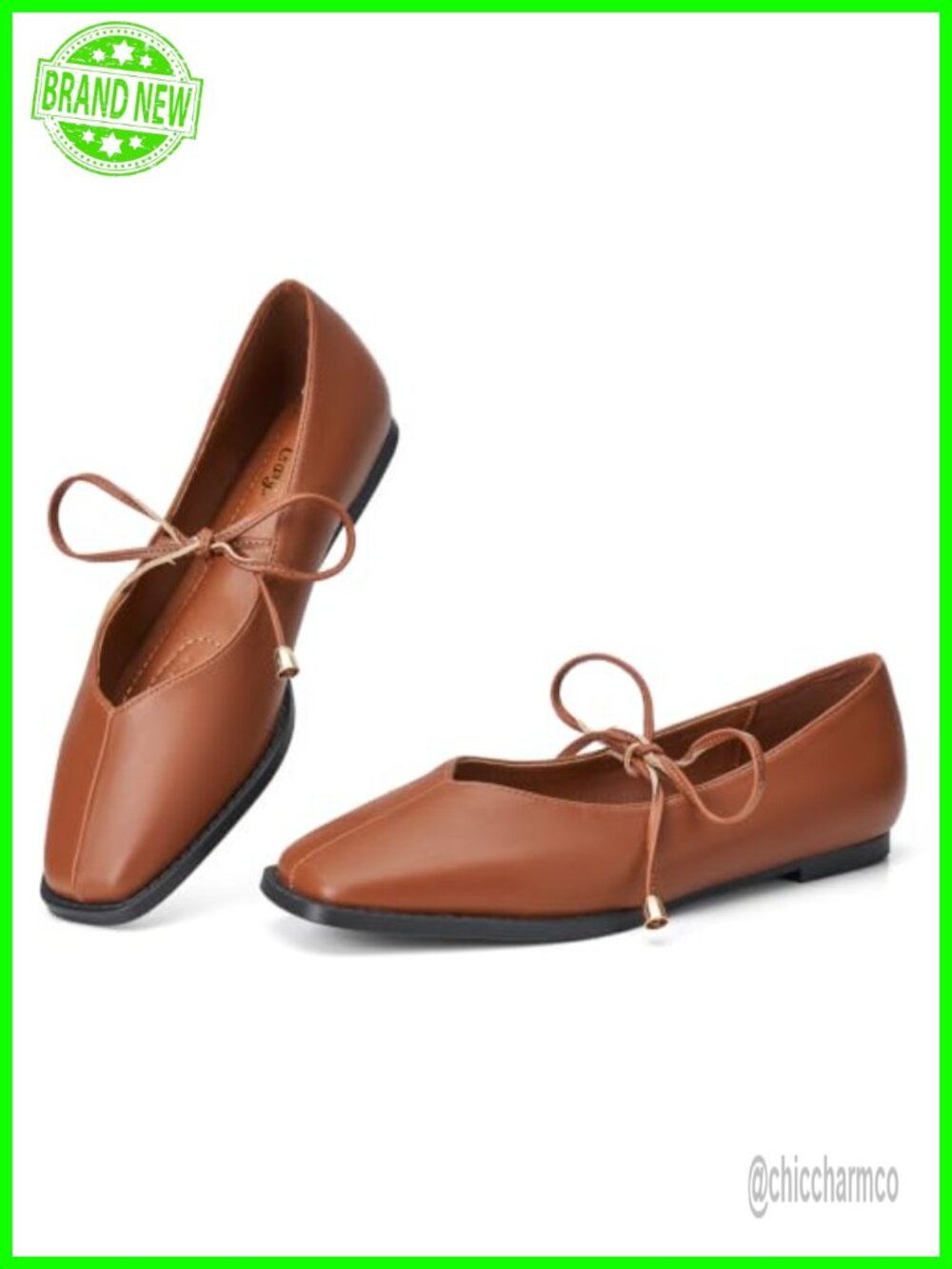 Women's Square Toe Lace Up Ballet Flats Dress Shoes Faux Leather